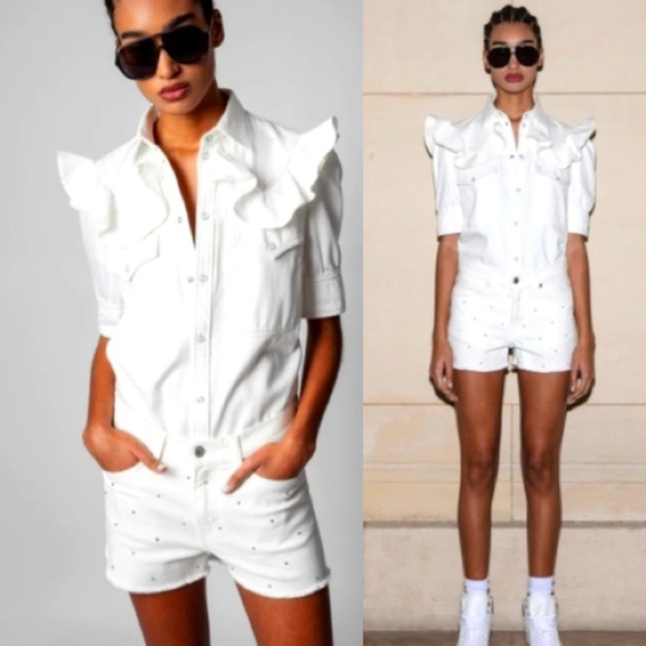 Zadig & Voltaire Tops - ZADIG & Voltaire Toky Denim White Shirt Top Blouse Jacket 2022 Size XS